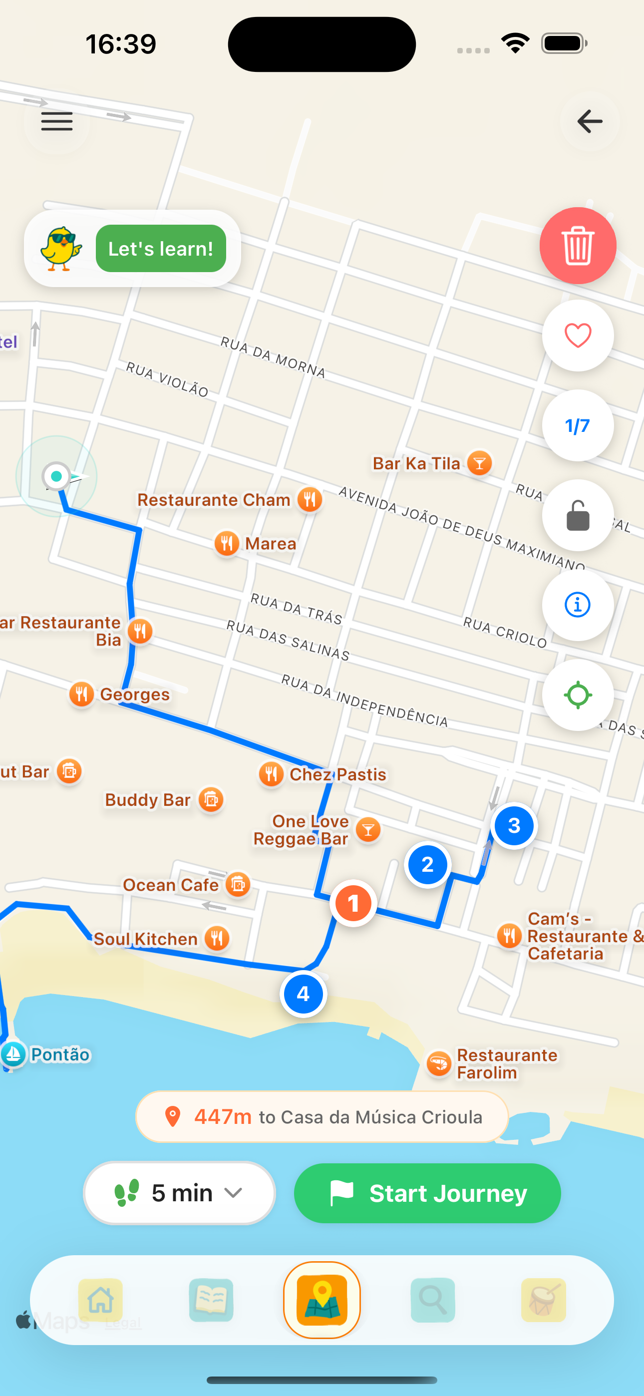 Route screen